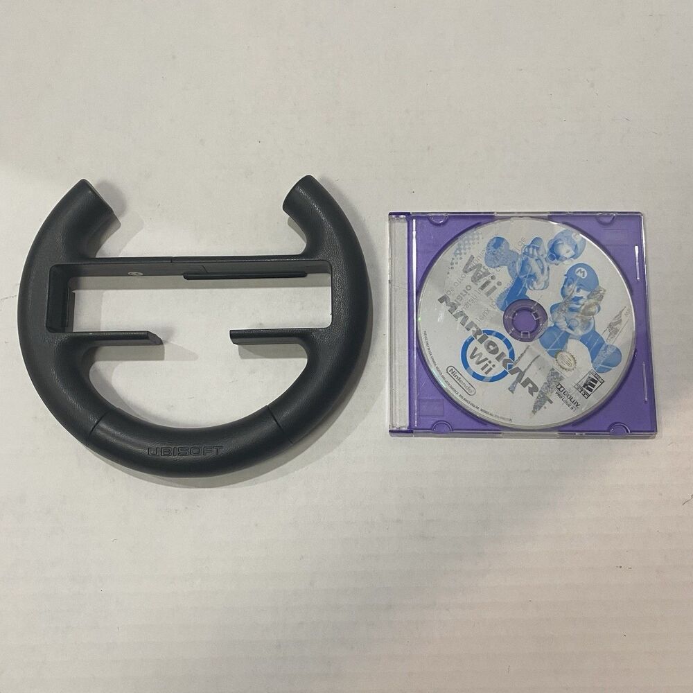 Nintendo Wii Mario Kart with Black Steering Wheel No Case Or Manual Read Descrip